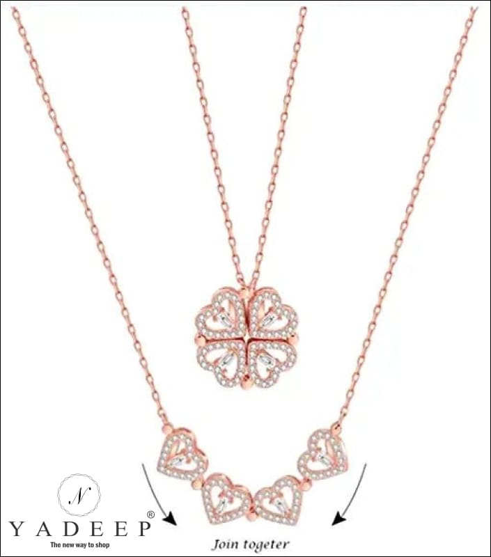 Four Leaf Clover Heart Cubic Zirconia Pendant Necklace Women Wedding  Jewelry | eBay