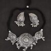 YADEEP JEWELS Afghani Oxidised Silver Chain Pendant Mirror Necklace Set for Girls & Women - Image 5