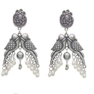 Traditional German Silver Fashionable Bird Caged Earrings for Women and Girls