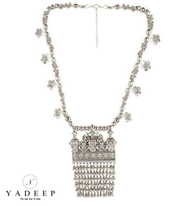 Yadeep India Afghani German Oxidised Silver Jewellery Stylish Antique Pandent Necklace For Women &