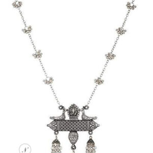 Yadeep India  Afghani Oxidised German Silver Jewellery Stylish Antique Designer Chain Pendant Necklace Set for Women & Girls