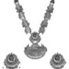 Yadeep India Afghani Style Oxidised Silver Ghungru Jewellery Chain Pendant Necklace Set For Women &