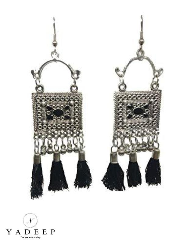 Buy Elegant Black silk thread tassel earrings Online at Low Prices in India   Paytmmallcom