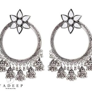 Yadeep India Fashion Oxidised Silver Afghni Big Chanbali jhumka Earrings for women and girls