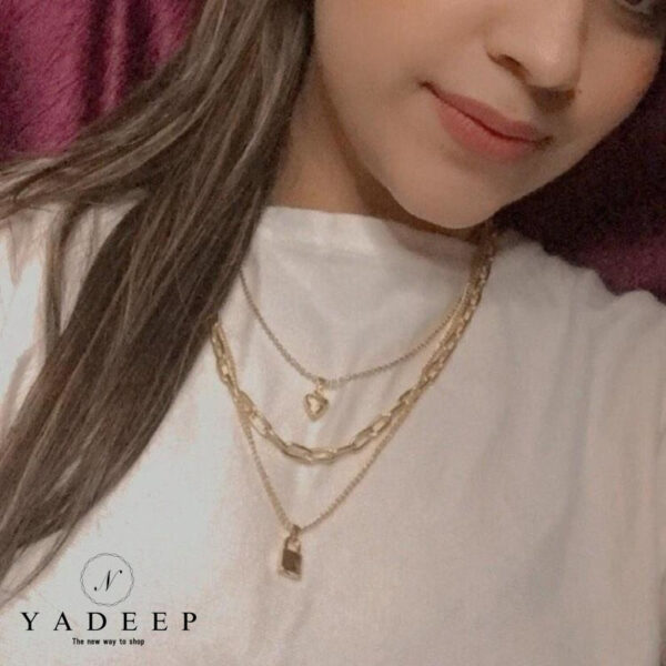 Yadeep India Gold Plated Heart Lock Necklace Necklace