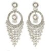 Yadeep India Jewellery Silver Oxidised Chandbali Afghani Dangle Drop Earrings For Women And Girls