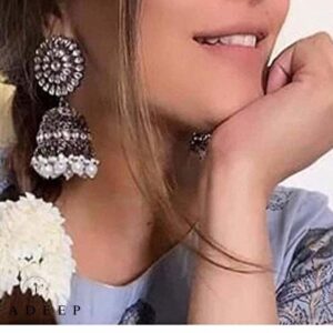 Yadeep India Naira Inspired Traditional Studded Big Jhumka Jhumki Earrings for Women & Girls