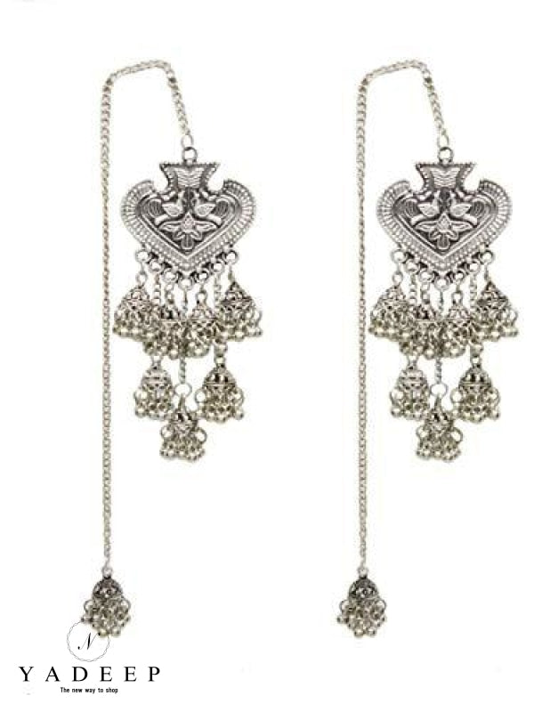 Buy Bahubali style Oxidised Earrings with Hair Chain Online  260 from  ShopClues