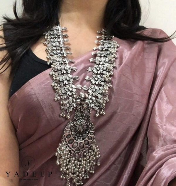Yadeep India Oxidised Silver Jewellery Necklace Set For Women & Girls
