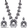 Yadeep India Oxidised Silver Mirror Chain Pendant Necklace Set For Girls & Women
