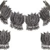Yadeep India Oxidized Silver And Lotus Choker Necklace For Women & Girls Jewellery