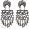 Yadeep India Raditional Silver Oxidised Antique Stylish Designer Afghni Big Dangle Drop Earrings For