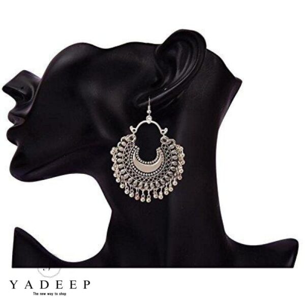 Yadeep India Silver Metal Hook Dangle & Drop Earrings For Girls And Women Jewellery