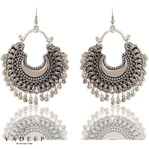 Yadeep India Silver Metal Hook Dangle & Drop Earrings For Girls And Women