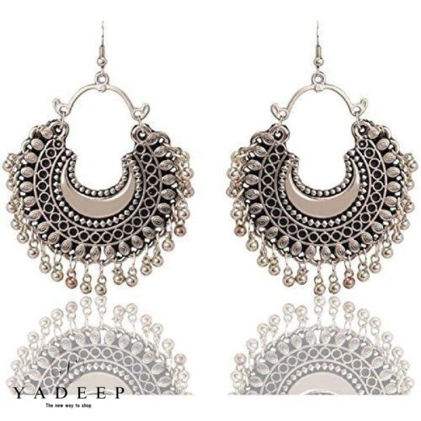 Yadeep India Silver Metal Hook Dangle & Drop Earrings For Girls And Women Jewellery