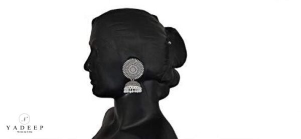 Yadeep India Silver Plated Big Traditional Jhumka Earrings For Women And Girls Jewellery