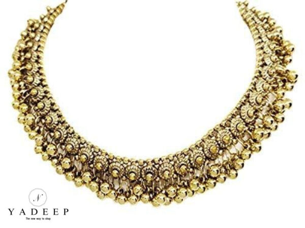 Yadeep India Traditional Choker Necklace Boho Designer Oxidized Set For Girls & Women Jewellery