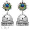 Yadeep India Traditional German Silver Oxidised Antique Stylish Designer Afghni Jhumka Earrings For