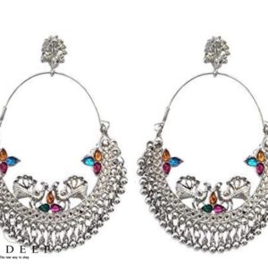 Yadeep India Traditional German Silver Oxidized and Drop Earrings for Women & Girls