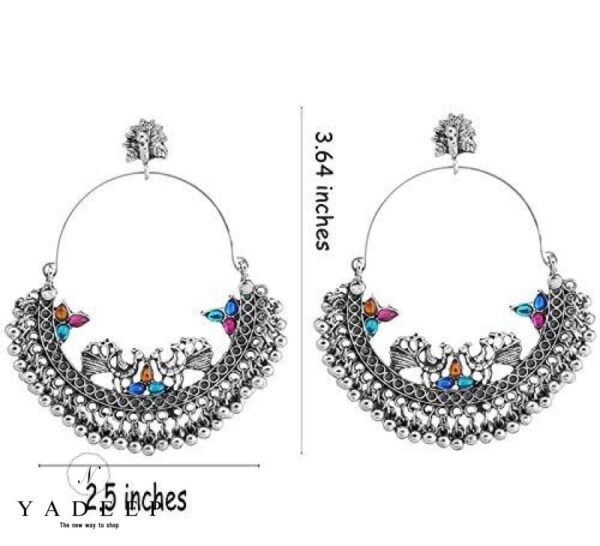 Yadeep India Traditional German Silver Oxidized And Drop Earrings For Women & Girls Jewellery