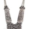 Yadeep India Womens German Oxidized Silver Brass Antique Beads Design Crystal Traditional Necklace