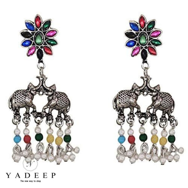 Yadeep Indiahandcrafted Oxidised Silver Afghani Jewellery Elephant Choker Necklace For Women & Girls