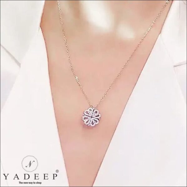 Yadeep Jewels 2 In 1 Wearing Heart Necklace 4 Magnetic Rose Gold Pendant Toggle American Diamond