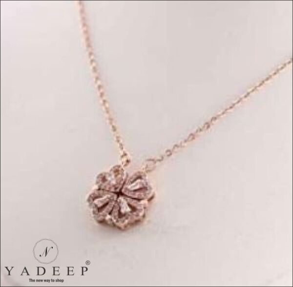 Yadeep Jewels 2 In 1 Wearing Heart Necklace 4 Magnetic Rose Gold Pendant Toggle American Diamond
